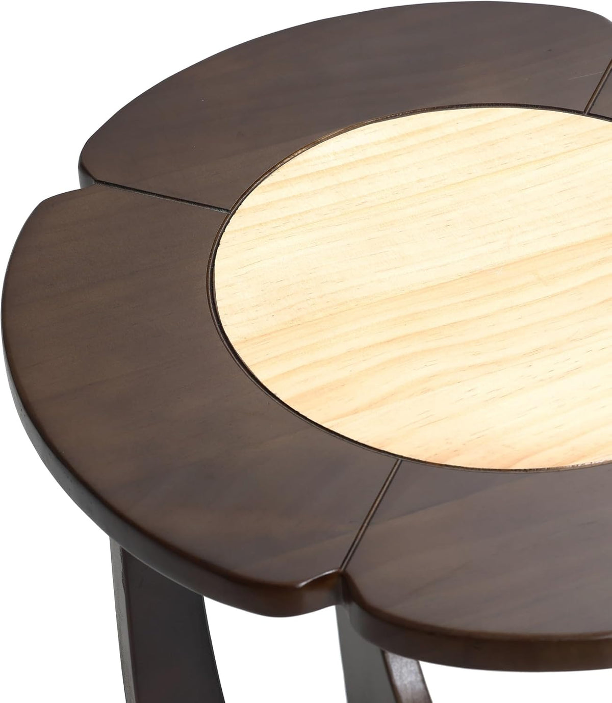LuxenHome 18" Round Side Table, Mid-Century Modern Wood End Table with Criss-Cross Legs, Color Block Accent Bedside for Living Room, Bedroom Nightstand, Small Space Coffee Table