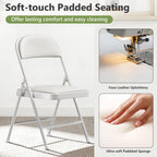 Folding Dining Chairs Set of 4 - Modern PU Leather Folding Chairs with Cushion Seat & Back Metal Legs Kitchen Chairs Folding Chair Set for Kitchen/Living Room/Bedroom/Parties (White)