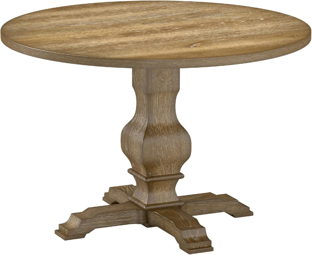 Roundhill Furniture Havre Pedestal Base Round Dining Table, Oak