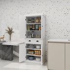 71.61" Kitchen Pantry Cabinet, Tall Storage Cabinet with 4 Doors and 1 Drawer, Freestanding Wood Kitchen Cabinet Cupboard with Adjustable Shelves for Kitchen, Dining Room, Living Room, White A