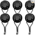 MIKEDE 110 LBS Black Magnetic Hooks, 6 Pack Swivel Swing Magnet Hooks Heavy Duty, Strong Neodymium Magnets Hanger for Hanging, Grill, Cruise Cabins - 32mm(1.26in) in Diameter