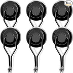 MIKEDE 110 LBS Black Magnetic Hooks, 6 Pack Swivel Swing Magnet Hooks Heavy Duty, Strong Neodymium Magnets Hanger for Hanging, Grill, Cruise Cabins - 32mm(1.26in) in Diameter
