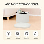 PINPLUS Storage Ottoman Boulce Tufted Oval Small Ottomans Bench Foot Rest with Storage, 16.1"x12.2"x12.2" (White)