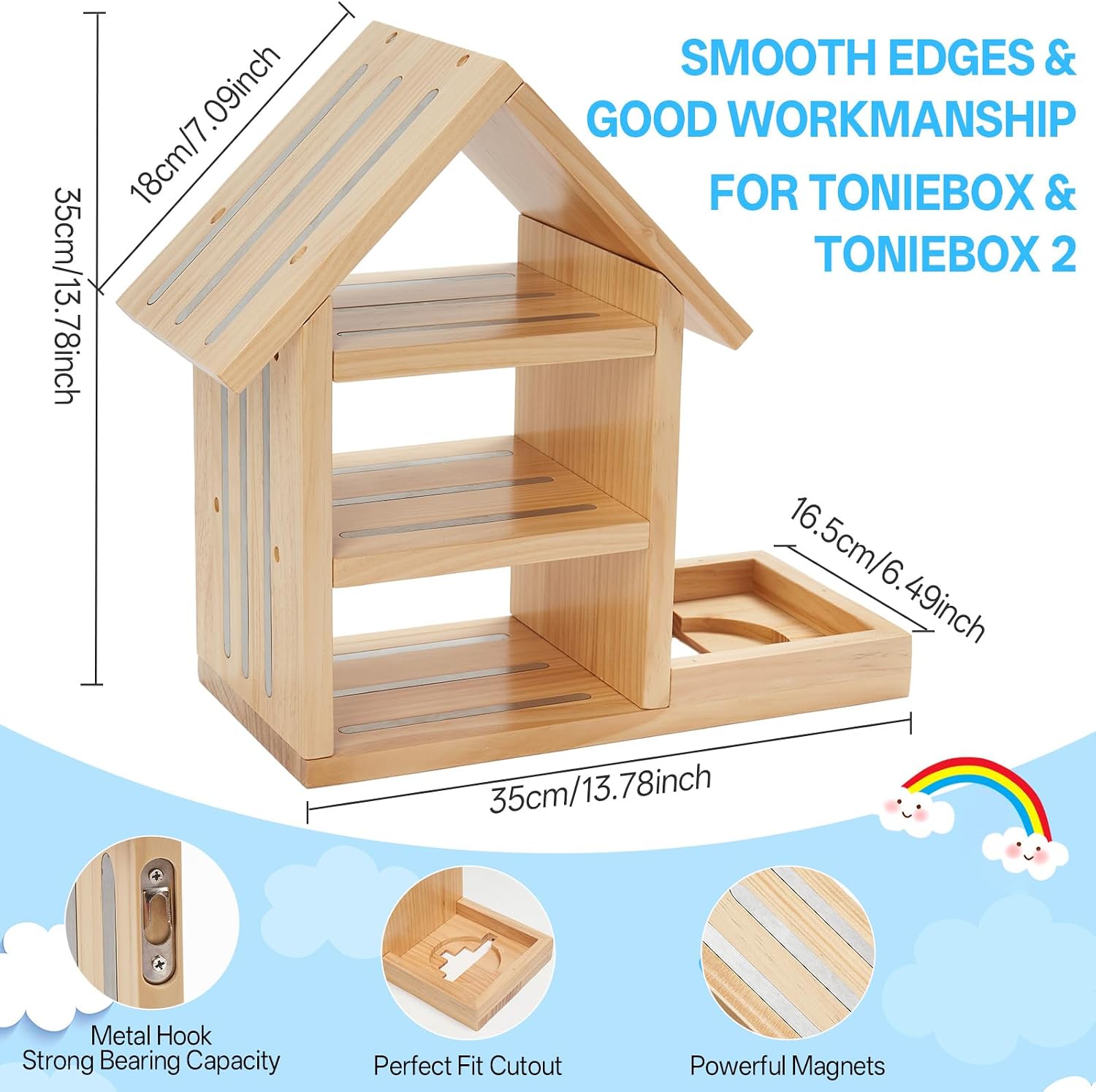 for House Toniesbox Shelf,Compatible with TonieBox 1 and Toniebox 2 Storage Toniebox Organize Display Shelf for 70-80 Tonies Figures Holder Compatible Charging Station for Kid's Room