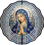 Virgin Mary Prayer Wind Spinner, Metal Wind Spinners Outdoor Indoor, Religious Virgin Mary Hanging Garden Decor for Outside, Stainless Wind Spinners for Yard and Garden 10 inch 3D (25.76X25 CM)