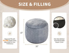 WSOFRLAC Ottoman Foot Rest,Large Round Ottomans Pouf Couch,Dark Gray26x18in | Tall Ottoman, Stuffed Foot Rest for Couch, Furry and Fluffy Foot Stool Ottomans, Floor Poufs For Living Room, Sofa