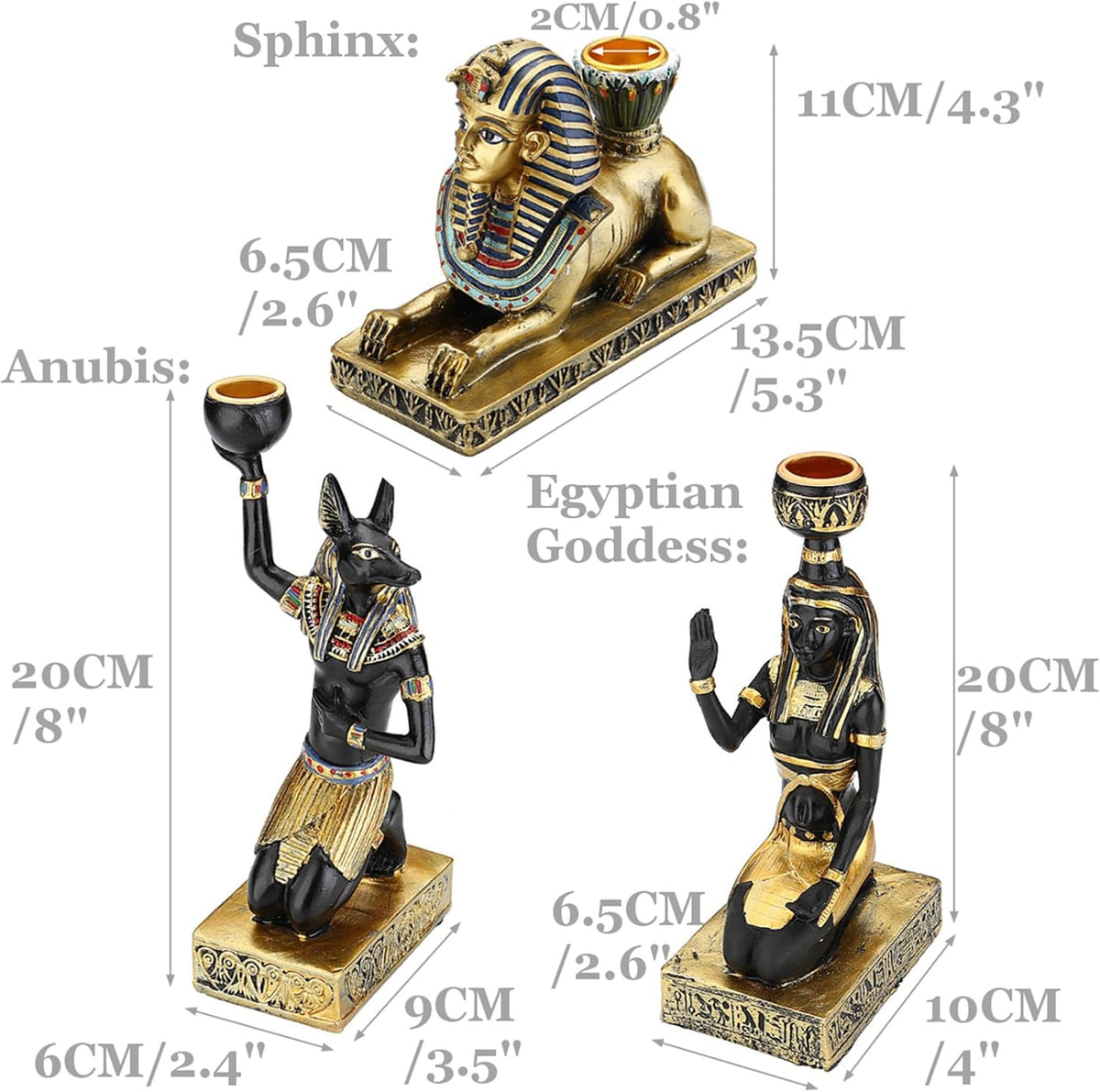 Egyptian Mythology Resin Candle Holder Anubis Goddess Sphinx Figurine (Sphinx)