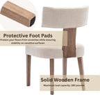 Modern Upholstered Dining Chairs Set of 6, Curved Mid Back, Farmhouse Beige Linen Dining Room Chairs, Natural Wooden Armless Side Chair for Small Space/Kitchen/Restaurant