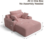 69” Oversized Chaise Lounge Chair Indoor, Soft Floor Chaise Lounge Reading Chairs with 4 Side Pockets and 2 Cup Holders, Comfy Corduroy Sleeper Sofa Bed for Living Room Bedroom, Pink