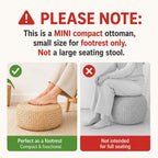 Small Straw Pouf Ottoman, Low Natural Footrest, Dia: 12.2" | Natural, Eco-friendly, Lightweight, Anti-Slip, Breathable, Boho Tatami Footstool for Living Room Bedroom Patio