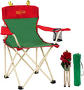 YOUNG WOOD Portable Camping Chair Beach Chair Outdoor Foldable Chair, Included Mesh Cup Holder & Safety Lock to Avoid Pinch Hand, Suitable for Christmas, Camp, Party, with Carrying Bag, Ages 2 to 7