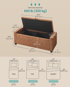 SONGMICS Storage Ottoman,ULOM521KQ01 | Buttons Decoration, Non-Slip Foot Pads, 661.4 lb Load Capacity, Coffee Brown, MACEO Collection ULOM521KQ01