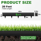 Metal Landscape Edging 6" H X 40" L, 6 Pack Black Bendable Steel Garden Edging Border,Heavy Duty Metal Edging for Landscaping Yard Lawn and Flower Bed Border(20 Ft)
