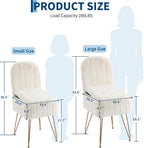 Garvee Vanity Stool Chair with Backrest & Storage,Faux Fur,White,Small | Hidden Storage Compartment, 280 Lbs Capacity, Soft Square Ottoman, Modern Style for Bedroom or Living Room
