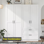 White Tall Kitchen Pantry Cabinet Organizers and Storage with Doors and Adjustable Shelves，Wood Large Gabinetes Para Cocina Office Bookshelf for Laundry Room Cabinets (31.5”W*15.7”D*71”H)
