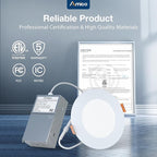 Amico 4 Pack 4 Inch 5CCT Ultra-Thin LED Recessed Dimmable Ceiling Light with Junction Box, 2700K/3000K/3500K/4000K/5000K Selectable, 10W Eqv 60W, 800Lumens, High Brightness Downlight - ETL&FCC