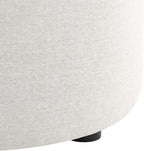 White Woven Heathered Fabric Ottoman, 23-Inch Round, Comfortable Outdoor Lounge Seat, Stylish, Durable for Patio and Garden