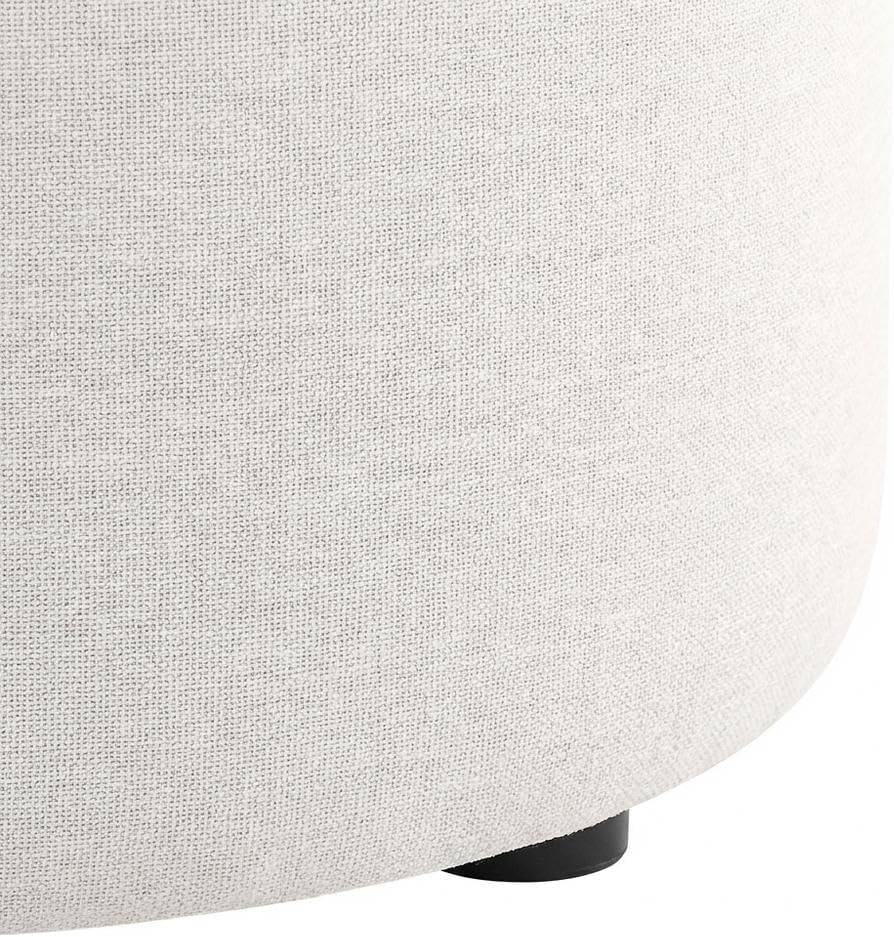 White Woven Heathered Fabric Ottoman, 23-Inch Round, Comfortable Outdoor Lounge Seat, Stylish, Durable for Patio and Garden
