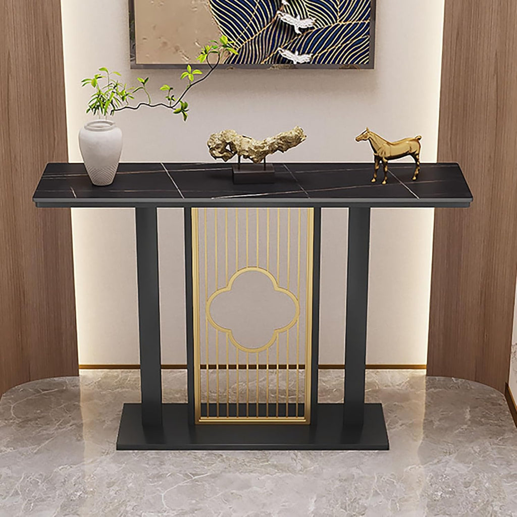 Entryway Accent Table with Metal Frame,Narrow Long Entryway Table with Thick Marble Tabletop,for Foyer Decor, Living Room Faux Marble Console Table,for Small Spaces(B,150cm/59in)