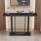 Entryway Accent Table with Metal Frame,Narrow Long Entryway Table with Thick Marble Tabletop,for Foyer Decor, Living Room Faux Marble Console Table,for Small Spaces(B,150cm/59in)