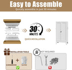 47.3 Inch White Metal Pantry Cabinet Freestanding Storage Organizer with 3 Adjustable Shelves 110lb Per Shelf Heavy Duty Cabinet for Living Room