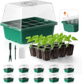 Seed Starter Tray, 10PCS Seed Starter Kit, Seedling Starter Trays with Heightened Lids for Seed Staring, Indoor Gardening Plant Germination Trays (12 Cells per Tray) Green