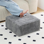 Tiita Square Stuffed Pouf Ottoman, Soft Foot Stool with Solid Foam Block | 21x21x12 Inches Fluffy Floor Pouf Chair & Footrest Cushion for Couch Living Room,Grey