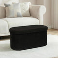 30 Inches Oval Ottoman with Storage, Boucle Sherpa Storage Ottoman Bench, Folding Foot Rest Chest for Bedroom Living Room