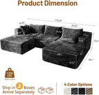 110" Modular Sectional Sofa with 2 Ottomans, U Shaped Cloud Couch for Living Room, Deep Seat Corduroy Floor Sofa, No Assembly Required, Compressed Couch, 5 Seat, Grey