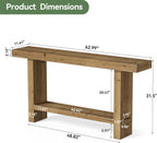 63-Inch Solid Wood Console Table, Narrow Farmhouse Entryway Table with 2-Tier Storage Shelf, for Hallway, Entrance, Living Room, Behind The Couch, Easy to Assemble, Brown