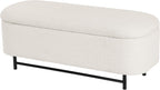 HomePop Ellipse Modern Storage Bench with Metal Legs |Homepop Home Décor|Bench with Storage for Living Room & Bedroom - Cream Boucle