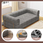 79" 5-in-1 Convertible Sleeper Sofa Bed, No Assembly Corduroy Modular Futon Couch with Fixed Metal Armrests, Compressed in a Box, Pet-Friendly Sofa for Living Room Apartment, Dark Grey