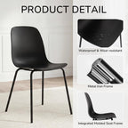 LSSBOUGHT Modern Dining Chairs Set of 4, Mid-Century Plastic Kitchen Chairs with Metal Legs, Comfortable Armless Side Chairs for Dining Room, Kitchen, Living Room & Small Spaces (Black)
