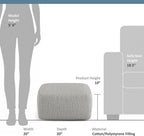 SIMPLIHOME Nate 20" Wide Square Pouf in Patterned Grey Melange Cotton