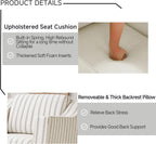 Swivel Accent Chair Set of 2, Fabric Upholstered Arm Chair for Living Room, Modern Club Armchair Comfy Single Sofa Bedroom Reading Seat with Lumbar Pillow - Pinstripe Light Brown