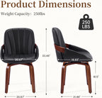 Swivel Dining Chairs Set of 4, Mid Century Modern Swivel Dining Chairs with Arms，Upholstered Kitchen & Dining Room Side Chairs with Solid Wood Legs for Living Room