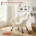 TLSUNNY Lazy Chair, Modern Comfy Lounge Accent Chair, Large Sofa Armchair with a Side Pocket, Leisure Reading Chair for Bedroom, Living Room, Dorm (1) (Beige)