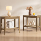 SICOTAS Rattan Living Room Side Table, 2 Pieces End Table with Storage