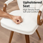 Swivel Dining Chairs Set of 2 Mid Century Modern White Faux Leather Upholstered Kitchen Chairs with Bentwood Frame Armrests Side Chairs,Comfortable Ergonomic Wood Accent Chair No Wheels