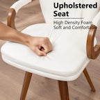 Swivel Dining Chairs Set of 4 Mid Century Modern White Faux Leather Upholstered Kitchen Chairs with Bentwood Frame Armrests Side Chairs,Comfortable Ergonomic Wood Accent Chair No Wheels