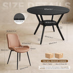 Miereirl 42.13" 5-Piece Round Dining Table Set for 4, Kitchen Table Set with 4 Upholstered Chairs and Storage Shelf, Dining Room Furniture Set for Apartment, Small Spaces