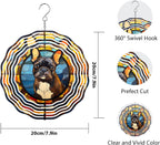 French Bulldog Wind Spinner Pet Dog Memorial Gifts 3D Aluminum Metal Kinetic Hanging Wind Sculpture Spinners for Yard and Garden Indoor Outdoor Window Garden Decoration 8 Inch (French Bulldog 2)