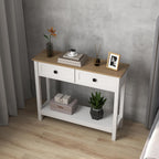 kinbor Entryway Table - White Console Table with 2 Drawers, Narrow Small Console Table with Storage Shelf for Entryway, Living Room, Hallway, Easy to Install, White