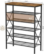 6 Tiers Metal Shoe Rack，Large Capacity Shoe Rack Holds 24 Pairs of Shoes, Durable and Stable, Adjustable Metal Shelf Stackable Shoe Shelf for Entryway, Hallway, Living Room, Closet