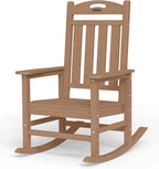 Outdoor Rocking Chair, HDPE Patio Rocking Chair, All Weather,Teak