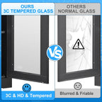 Polup Glass Display Cabinet with Lock, Metal Curio Cabinet with Tempered Glass Doors & Adjustable Shelves, Heavy-Duty China Cabinets for Living Room, School, Commercial, Black, Assembly Required