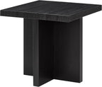 Roundhill Furniture Mchome Square End Table, Nightstand, Black Finish