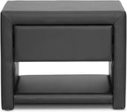 Baxton Studio Massey Upholstered Modern Nightstand, Black