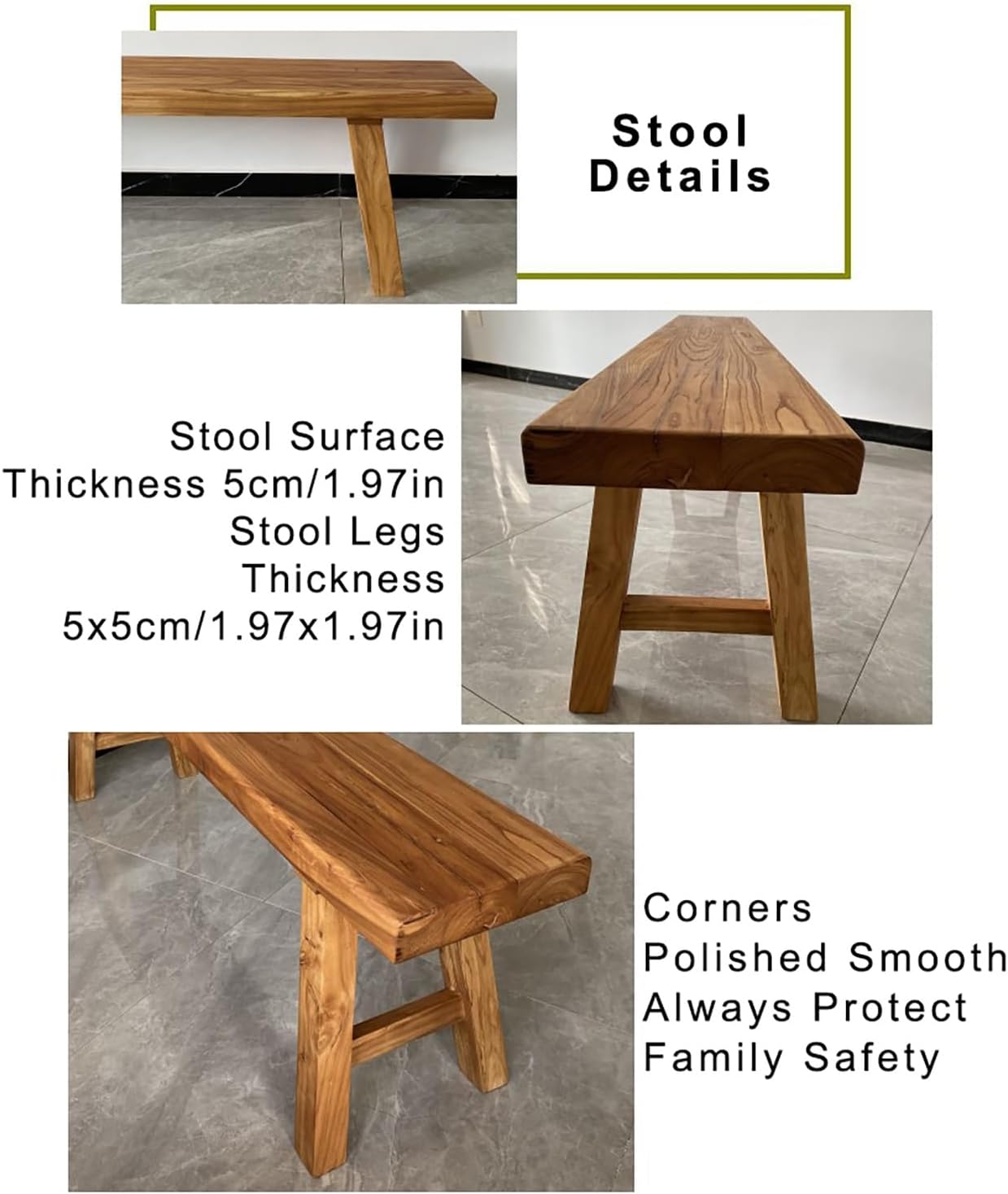 Wood Dining Bench Farmhouse Style Wooden Bench Indoor Kitchen Bench for Living Room Hallway Bedroom.(31.5x10.24x17.72in)