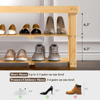 BAMBUROBA Bamboo Shoe Rack Bench, 3-Tier Entryway Bench, Small Shoes Storage Organizer Holds Up to 300lbs, 27.5 x 11 x 16.9 Inches, for Front Door, Hallway, Living Room, Bedroom,Natural